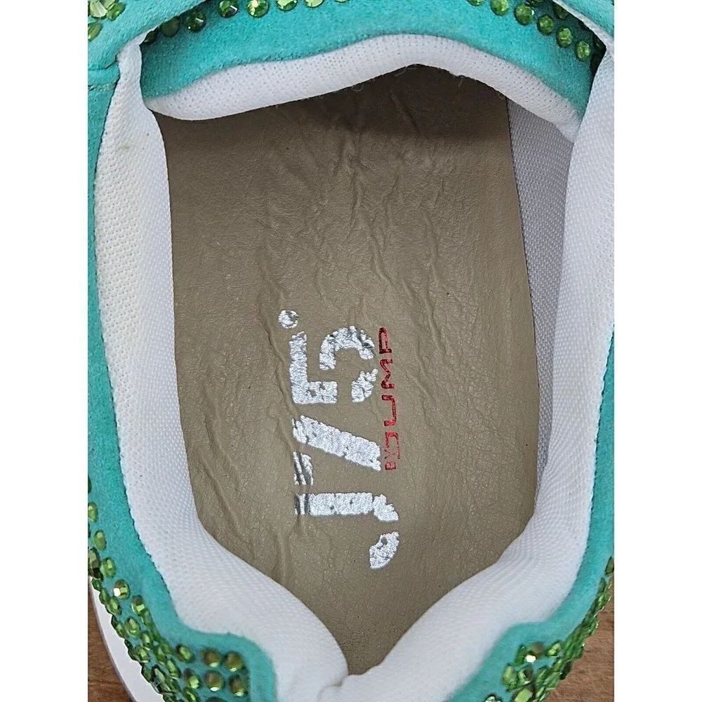 New J75 by Jump Slick Sneakers Mens US 8 Green Rhinestones